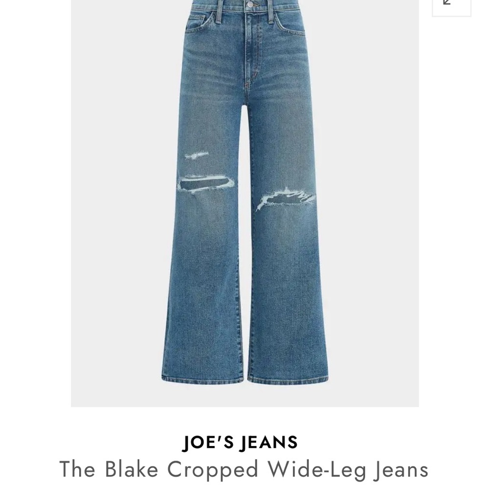 Joe's Jeans Distressed Blue Wide-Leg Jeans The Blake